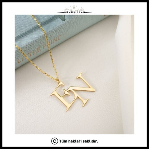 Kişiye Özel İki Harfli Monogram Kolye – Çift Baş Harf Tasarımlı Kişiselleştirilebilir Kolye