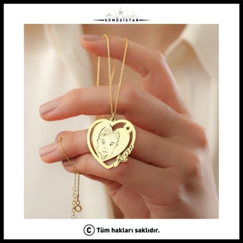 925 Ayar Gümüş Kişiye Özel Resimli Kolye