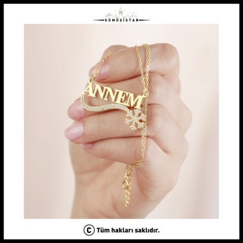 925 Ayar Gümüş Kartanesi Annem Kolye