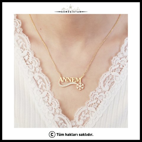 925 Ayar Gümüş Kartanesi Annem Kolye