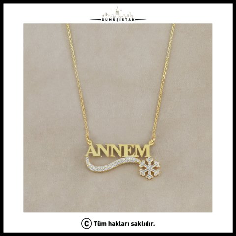 925 Ayar Gümüş Kartanesi Annem Kolye