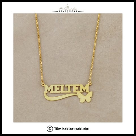 925 Ayar Gümüş Kelebekli İsimli Kolye