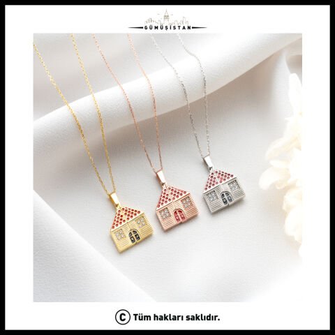 925 Ayar Gümüş Açılan Ev Kolye