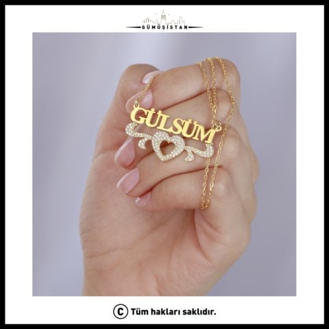 925 Ayar Gümüş Kalpli İsimli Kolye