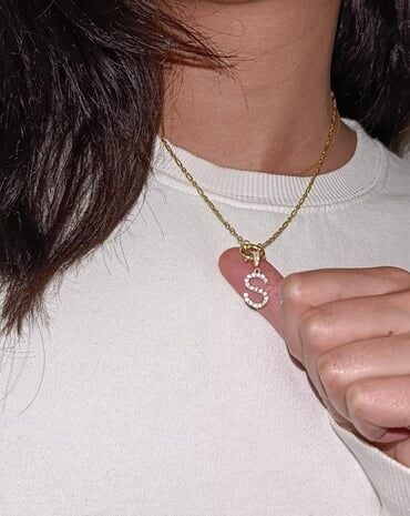 Taşlı Harfli Gemici Kilit Kolye - 925 Ayar Gümüş