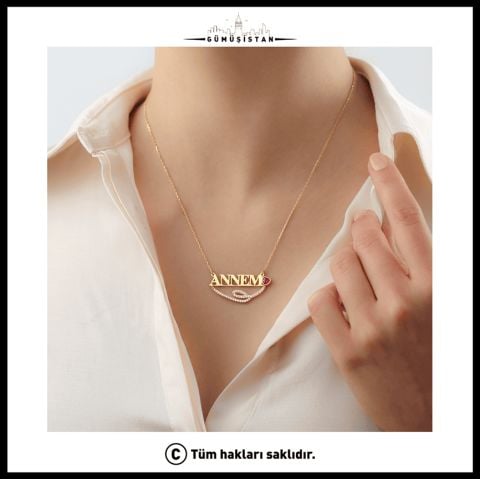 925 Ayar Gümüş Kalpli Annem Kolye