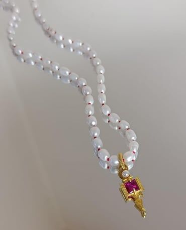 İncili Sembol Kolye - 925 Ayar Gümüş