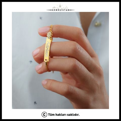 925 Ayar Gümüş Taçlı İsimli Çocuk Bileklik