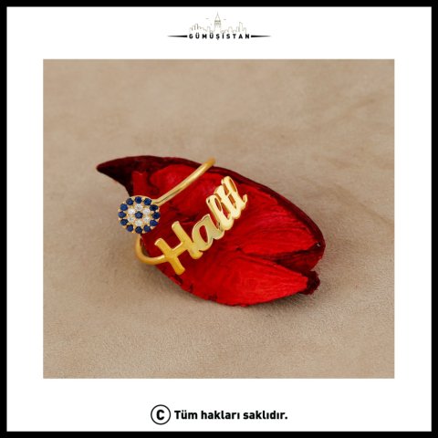 925 Ayar Kesimli İsimli Nazar Yüzük