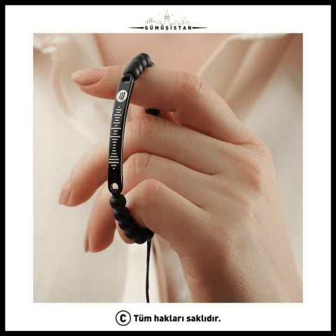 Çelik Siyah Boncuklu İsimli Bileklik(TEK)