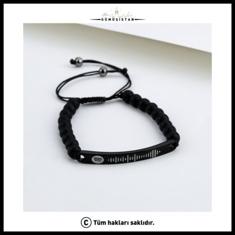 Çelik Siyah Boncuklu İsimli Bileklik(TEK)