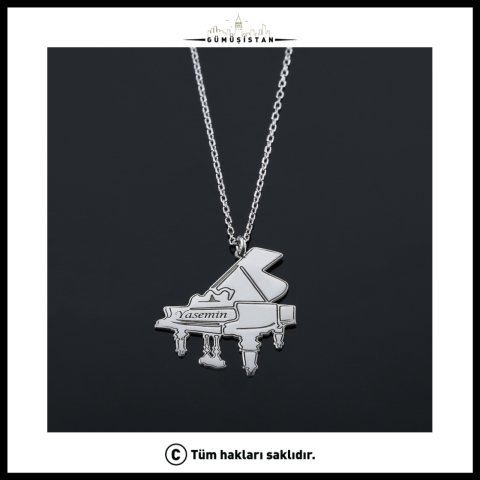 Kişiye Özel İsimli Piyano Kolye – Piyanist ve Müzik Severlere Özel Kolye