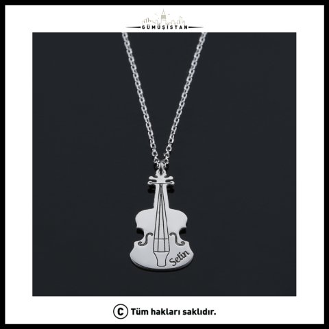 Kişiye Özel İsimli Keman Kolye – Müzisyen ve Müzik Severlere Özel Enstrüman Kolyesi