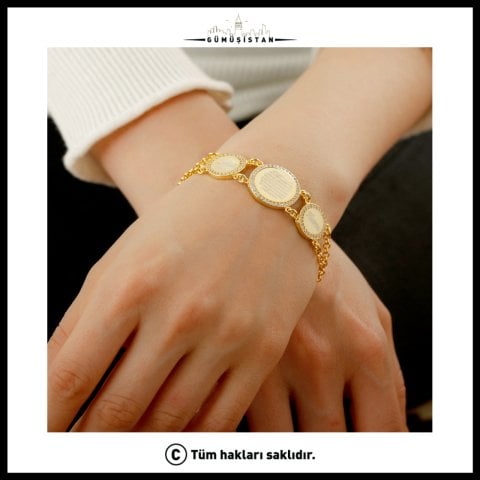 Kişiye Özel İsimli Ayetel Kürsi Bileklik – Zirkon Taşlı Dualı Aile ve Anne Bilekliği