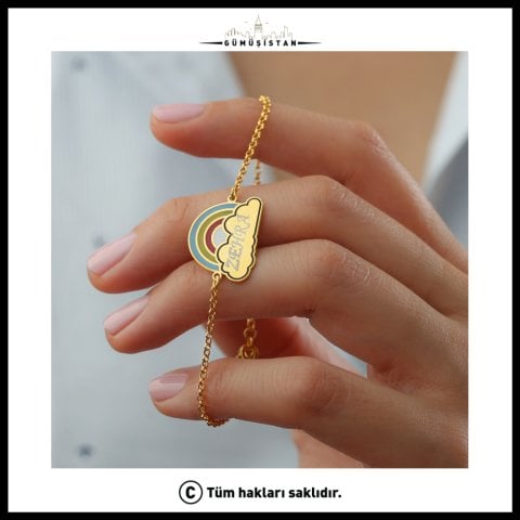 925 Ayar Gümüş İsimli Gökkuşağı Bileklik