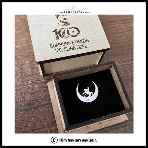 Rodyum Kaplama Cumhuriyetin 100. Yılına Özel Tasarlanmış Broş