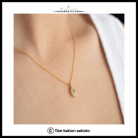 925 Ayar Gümüş Mart Ayı Doğum Taşı ( Aquamarine ) Kolye - Küpe Seti