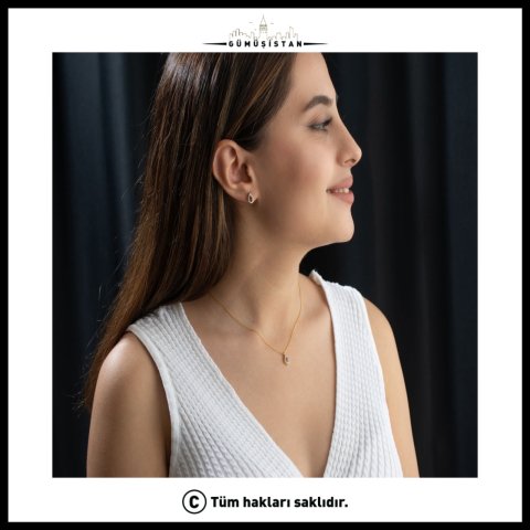 925 Ayar Gümüş Şubat Ayı Doğum Taşı ( Ametist ) Kolye - Küpe Seti