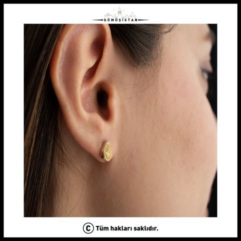 925 Ayar Gümüş Kasım Ayı Doğum Taşı ( Citrine ) Damla Küpe