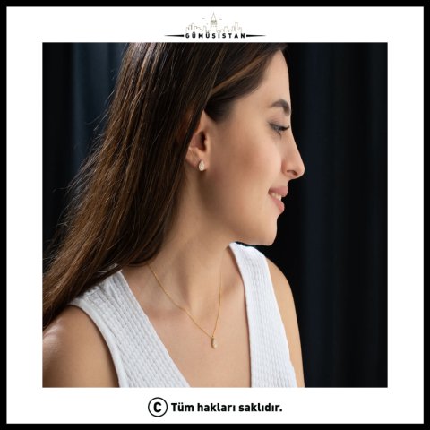 925 Ayar Gümüş Nisan Ayı Doğum Taşı ( Diamond ) Damla Küpe