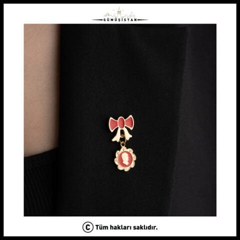 14 Ayar Altın Kaplama Ahşap Kutulu Atatürk Portresi Kurdeleli Yaka Rozeti