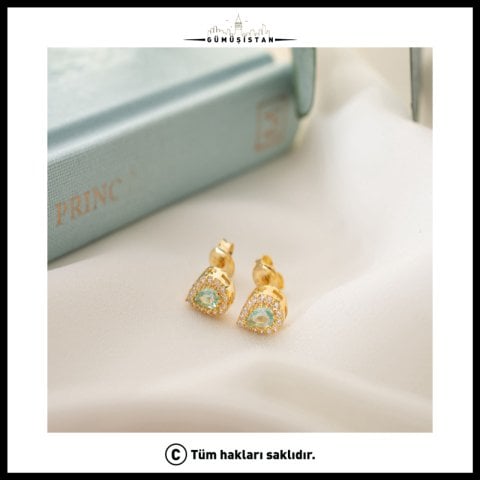 925 Ayar Gümüş Mart Ayı Doğum Taşı ( Aquamarine ) Damla Küpe