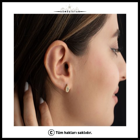 925 Ayar Gümüş Mart Ayı Doğum Taşı ( Aquamarine ) Damla Küpe