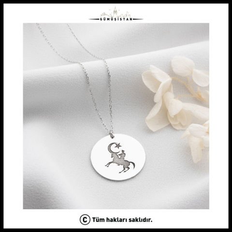 Atatürk Süvari Ay Yıldız Kolyesi – Atatürk Silüetli Madalyon | Pirinç & 925 Ayar Gümüş