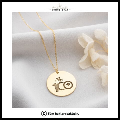 Atatürk 100. Yıl Kolyesi – Cumhuriyet 100. Yıl Ay Yıldız Madalyon Kolye