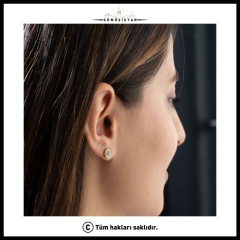 925 Ayar Gümüş Aralık Ayı Doğum Taşı ( Blue Topaz ) Kolye - Küpe Seti