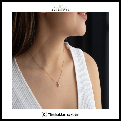 Mart Ayı Doğum Taşı Kolye – Akuamarin Taşlı Gold Kolye | Mart Doğum Günü Hediyesi