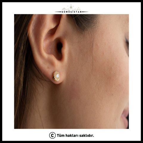 925 Ayar Gümüş Nisan Ayı Doğum Taşı ( Diamond ) Küpe