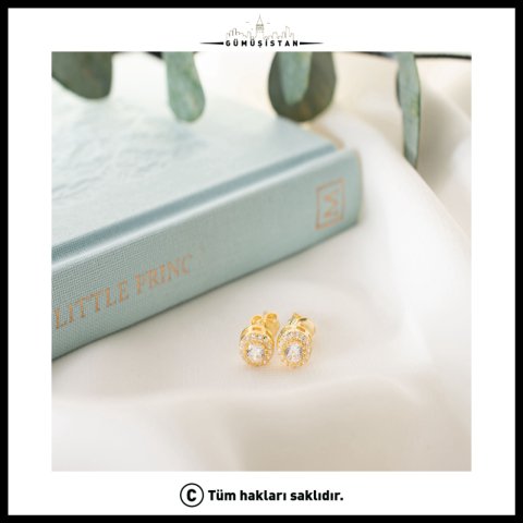 925 Ayar Gümüş Nisan Ayı Doğum Taşı ( Diamond ) Küpe