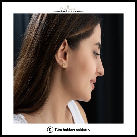 925 Ayar Gümüş Ağustos Ayı Doğum Taşı ( Peridot ) Küpe