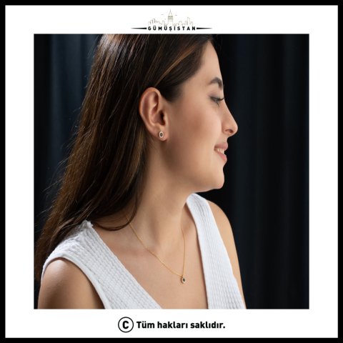 925 Ayar Gümüş Eylül Ayı Doğum Taşı ( Sapphire ) Küpe