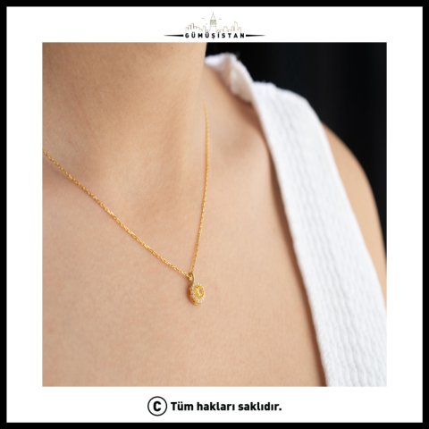 925 Ayar Gümüş Kasım Ayı Doğum Taşı ( Citrine ) Kolye