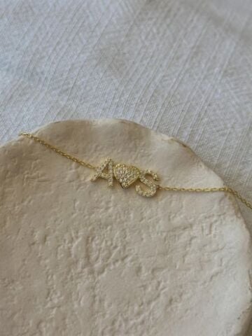 Kişiye 2 Harfli Bileklik - TEK - 925 Ayar Gümüş