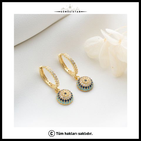 925 Ayar Gümüş Göz Nazarlı Küpe