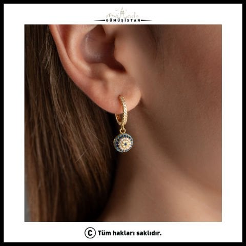 925 Ayar Gümüş Göz Nazarlı Küpe