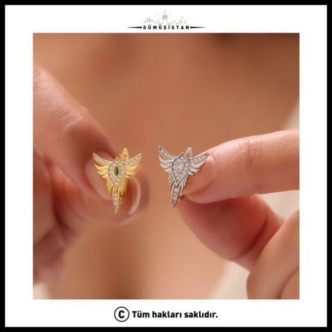 925 Ayar Gümüş Kuş Tüylü Kılıç Küpe