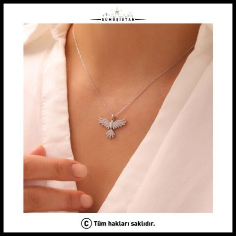 925 Ayar Gümüş Sonsuz Kanat Temalı Anka Kuşu Kolye