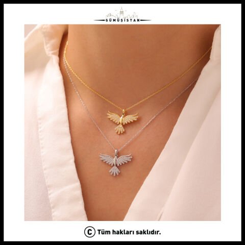 925 Ayar Gümüş Sonsuz Kanat Temalı Anka Kuşu Kolye