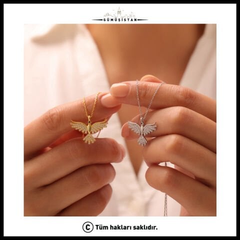 925 Ayar Gümüş Sonsuz Kanat Temalı Anka Kuşu Kolye
