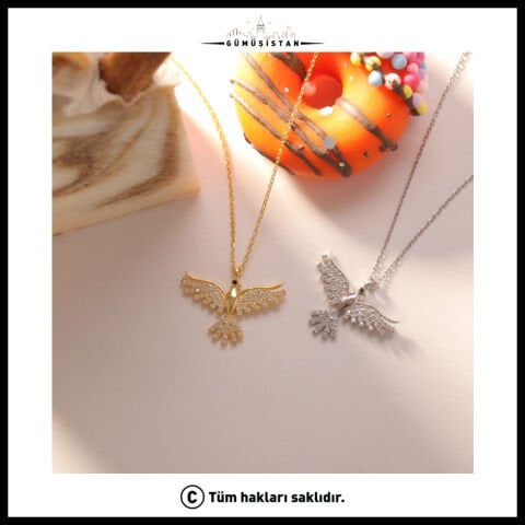 925 Ayar Gümüş Sonsuz Kanat Temalı Anka Kuşu Kolye