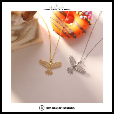 925 Ayar Gümüş Sonsuz Kanat Temalı Anka Kuşu Kolye