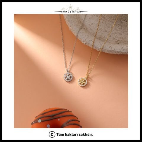 925 Ayar Baget Taşlı Çiçek Kolye