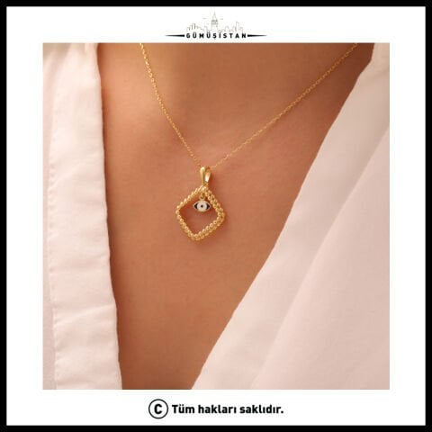 925 Ayar Çerçeveli Nazar Kolye