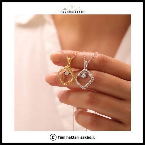 925 Ayar Çerçeveli Nazar Kolye