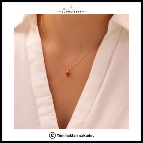 925 Ayar Gümüş Çilek Kolye