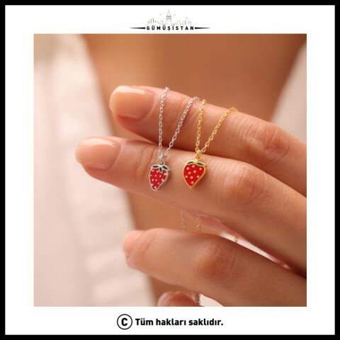 925 Ayar Gümüş Çilek Kolye